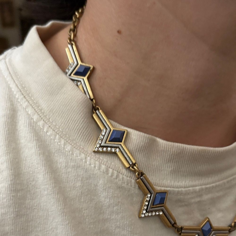 J. Crew Gold and Blue Geometric Necklace - Picture 11 of 12